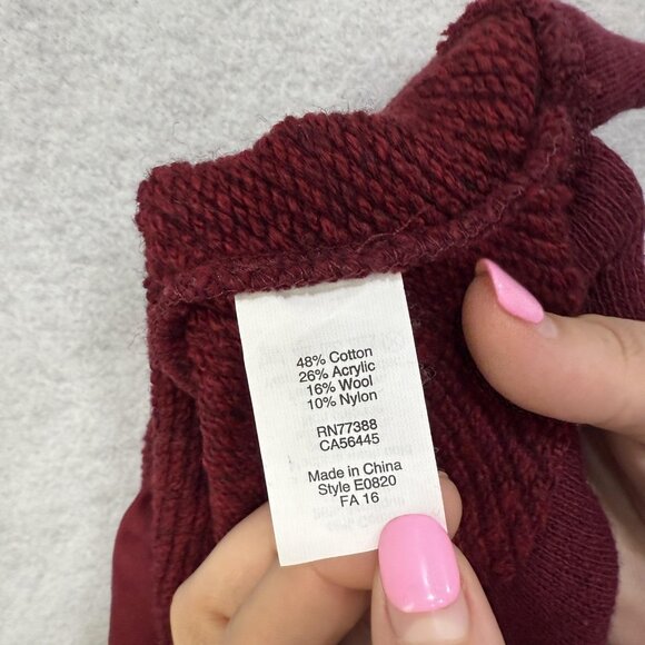 J Crew Sweater Womens XS Red Maroon Wool Blend Cowl Neck Pullover Pockets Cozy - Picture 9 of 11